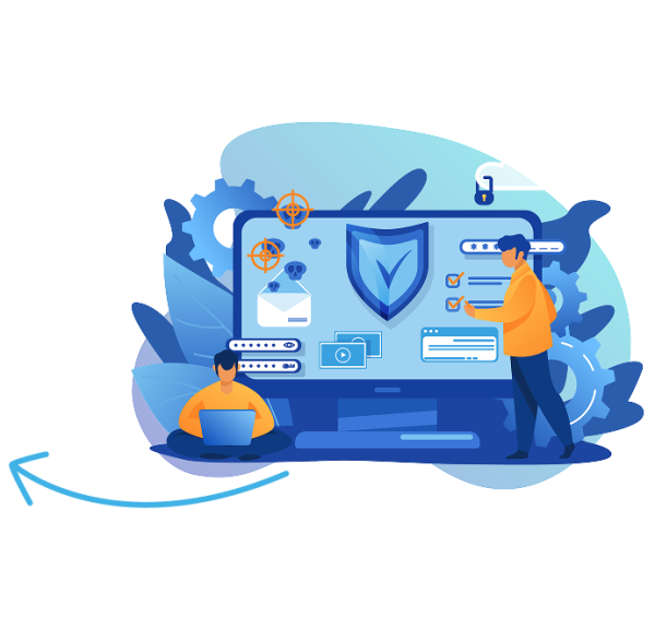 landing page with arrow image